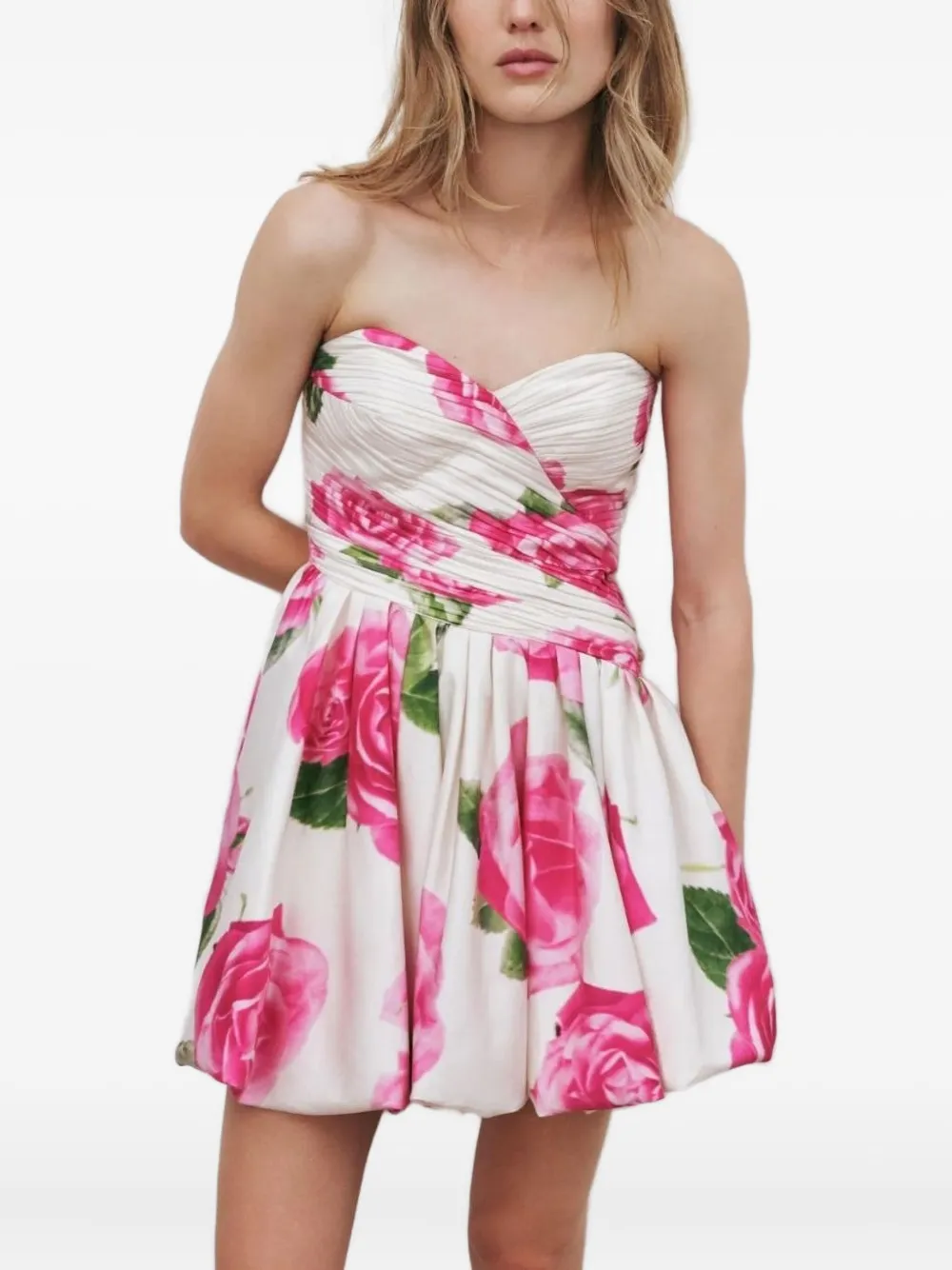 Aje Olea strapless mini-jurk met bloemenprint Wit