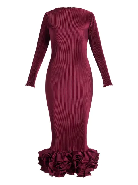 L'IDÉE Campbell ruffled ribbed midi dress