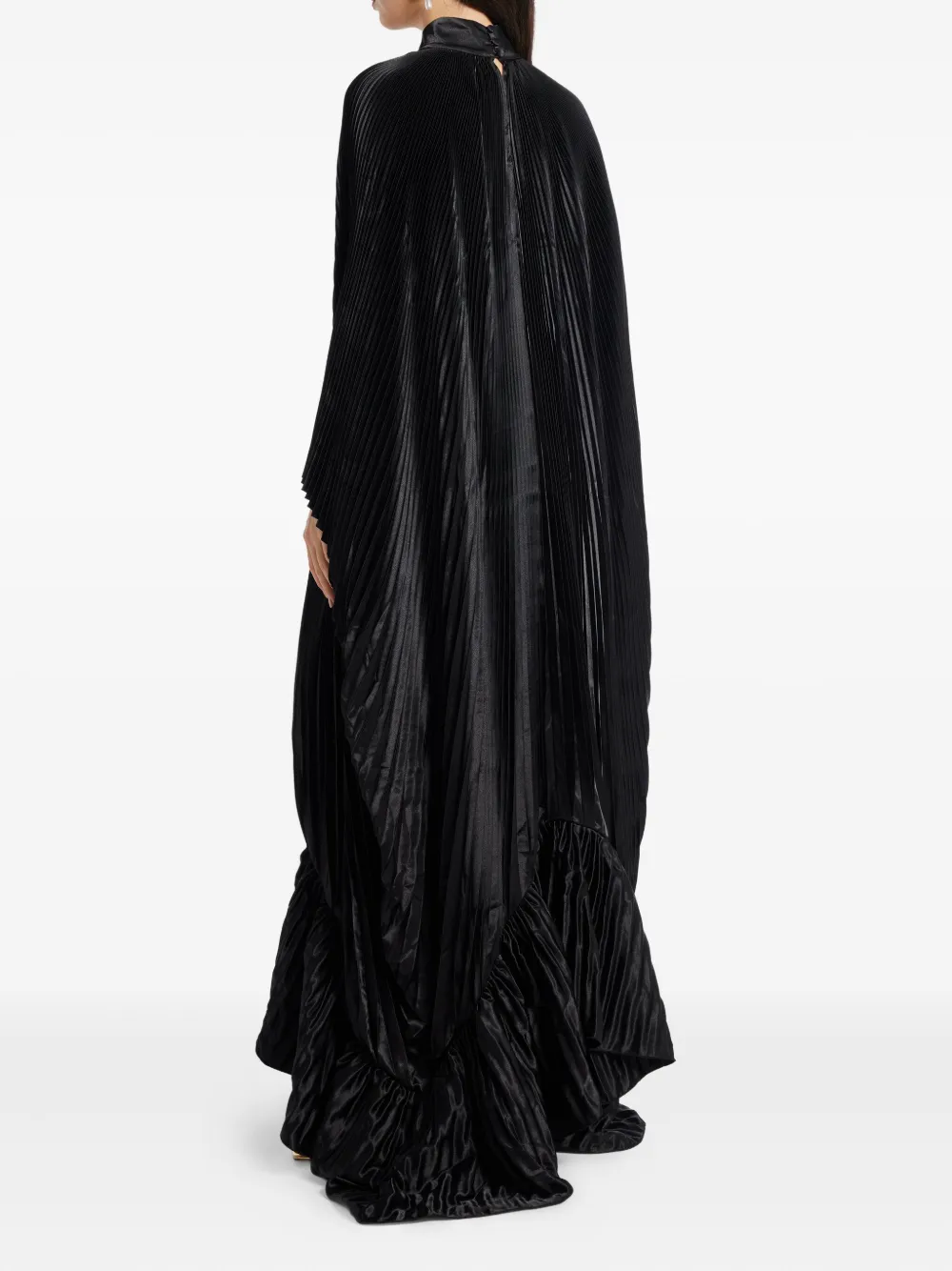 L'idée Pleated Ruffled Empire Dress In Black