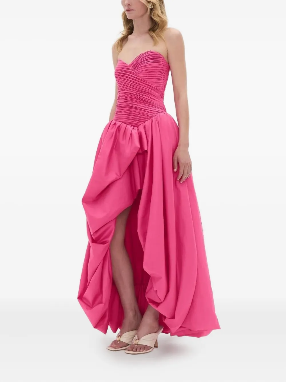 Aje Estelle asymmetrische maxi-jurk met ruches Roze