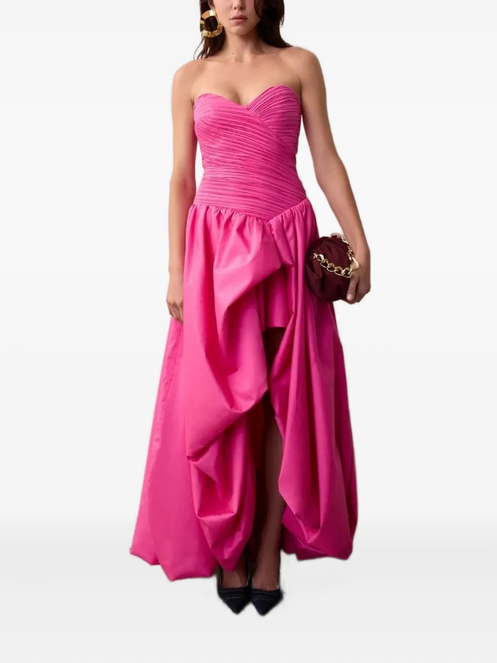 Aje Estelle ruched asymmetric maxi dress - Roze