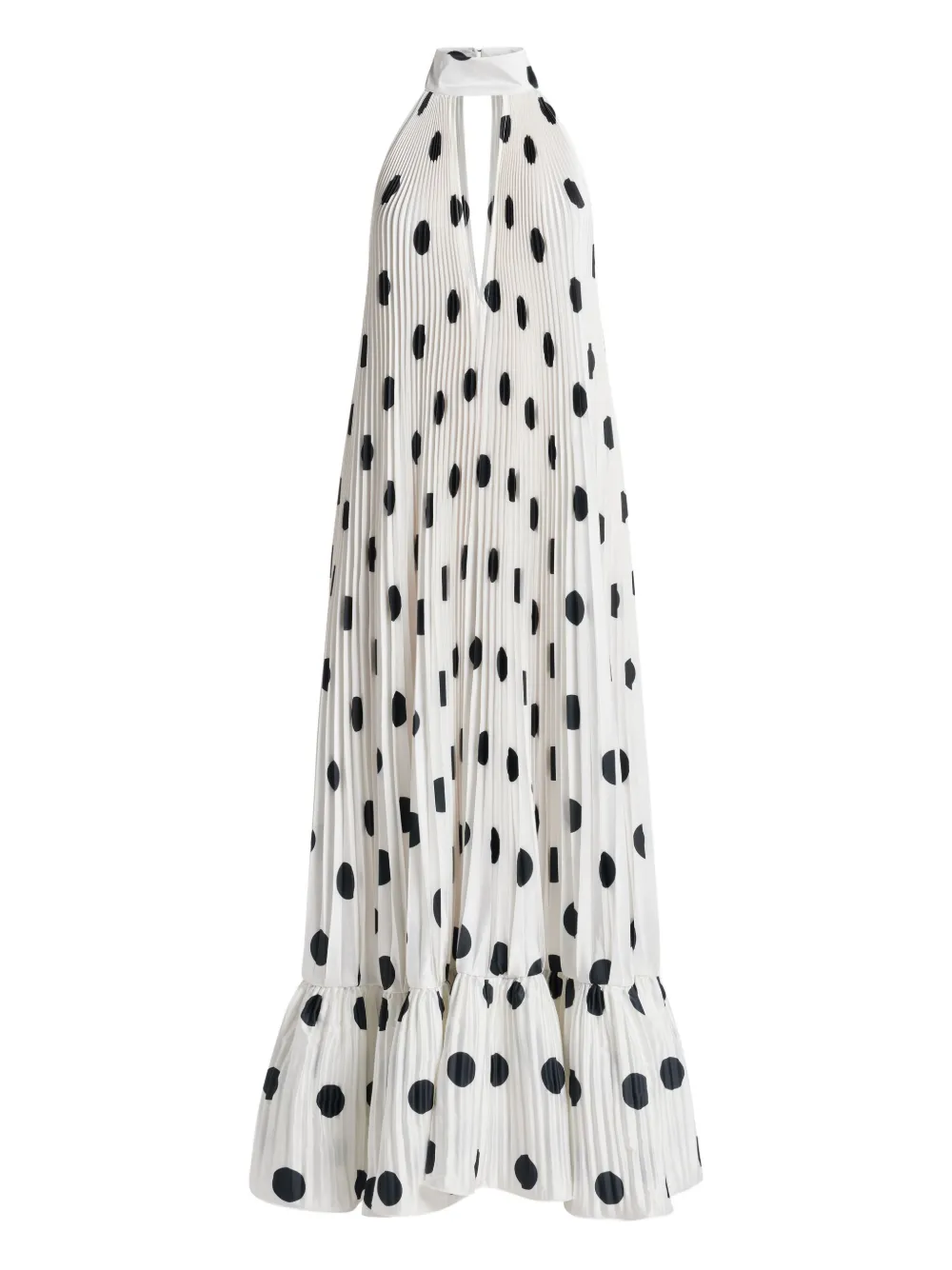 L'IDÉE Libertie polka-dot pleated maxi dress | White | Image 1