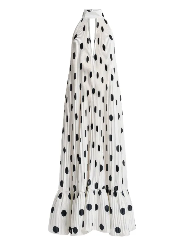 dot pleated maxi dress Clarisse Pleated Maxi Dress - Polka Dot