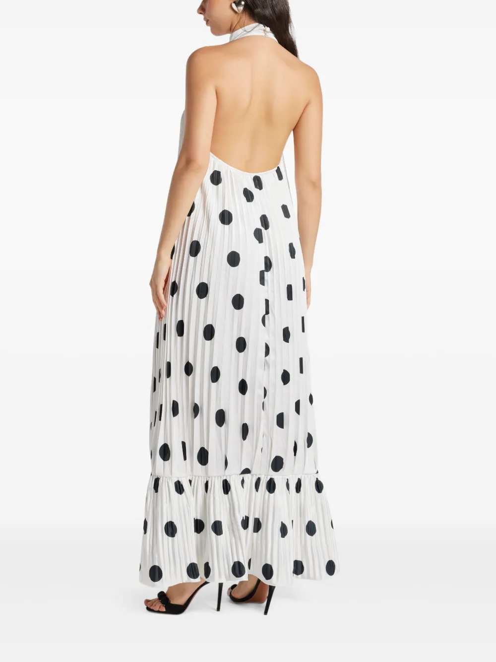 L'IDÉE Libertie geplooide maxi-jurk met stippen Wit