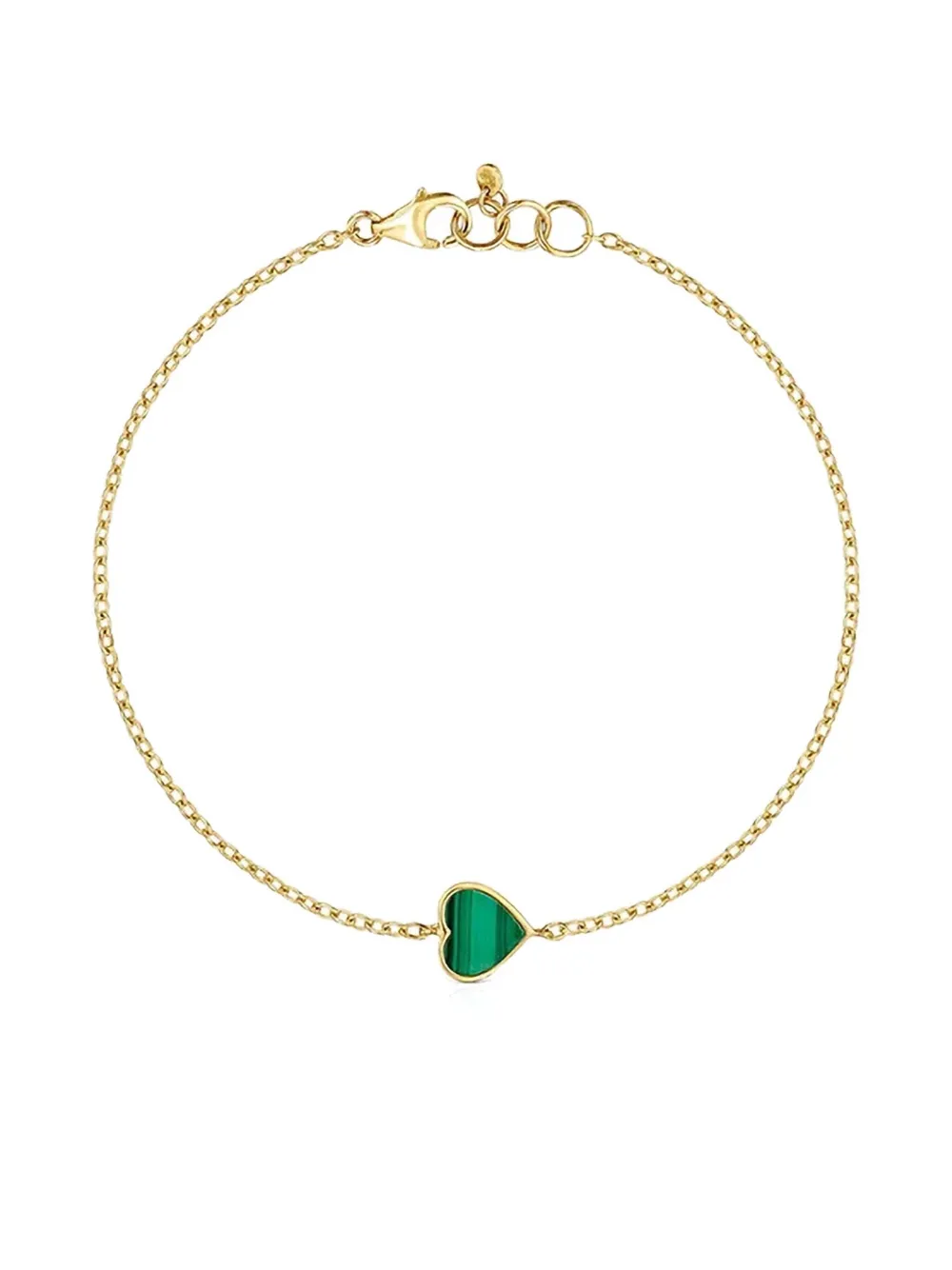 Tous 14k Yellow Gold Malachite Heart-charm Bracelet In Gold