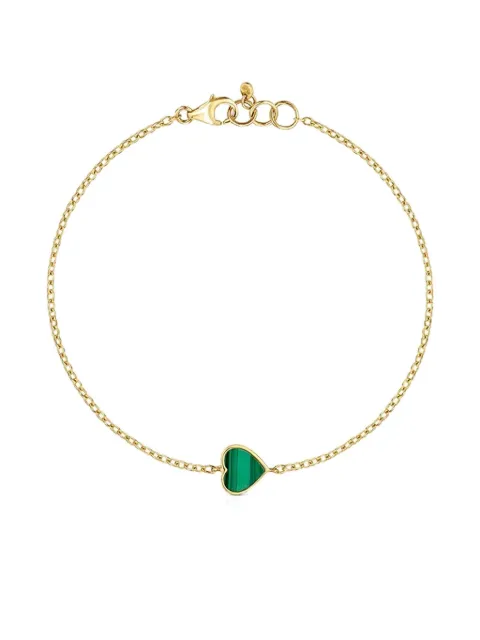 TOUS pulsera en oro amarillo de 14kt con dije de corazón y malaquita