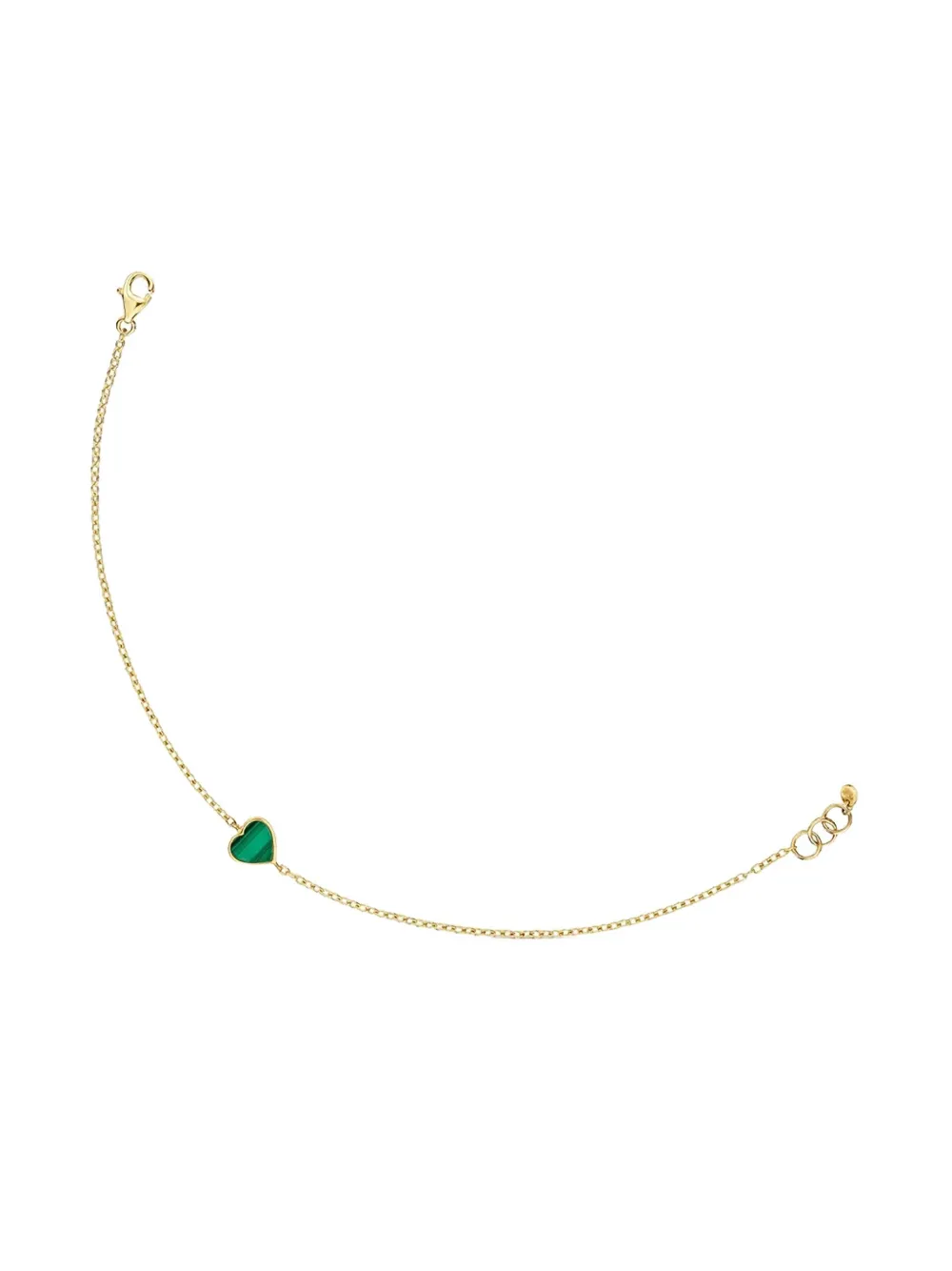 Tous 14k Yellow Gold Malachite Heart-charm Bracelet In Gold