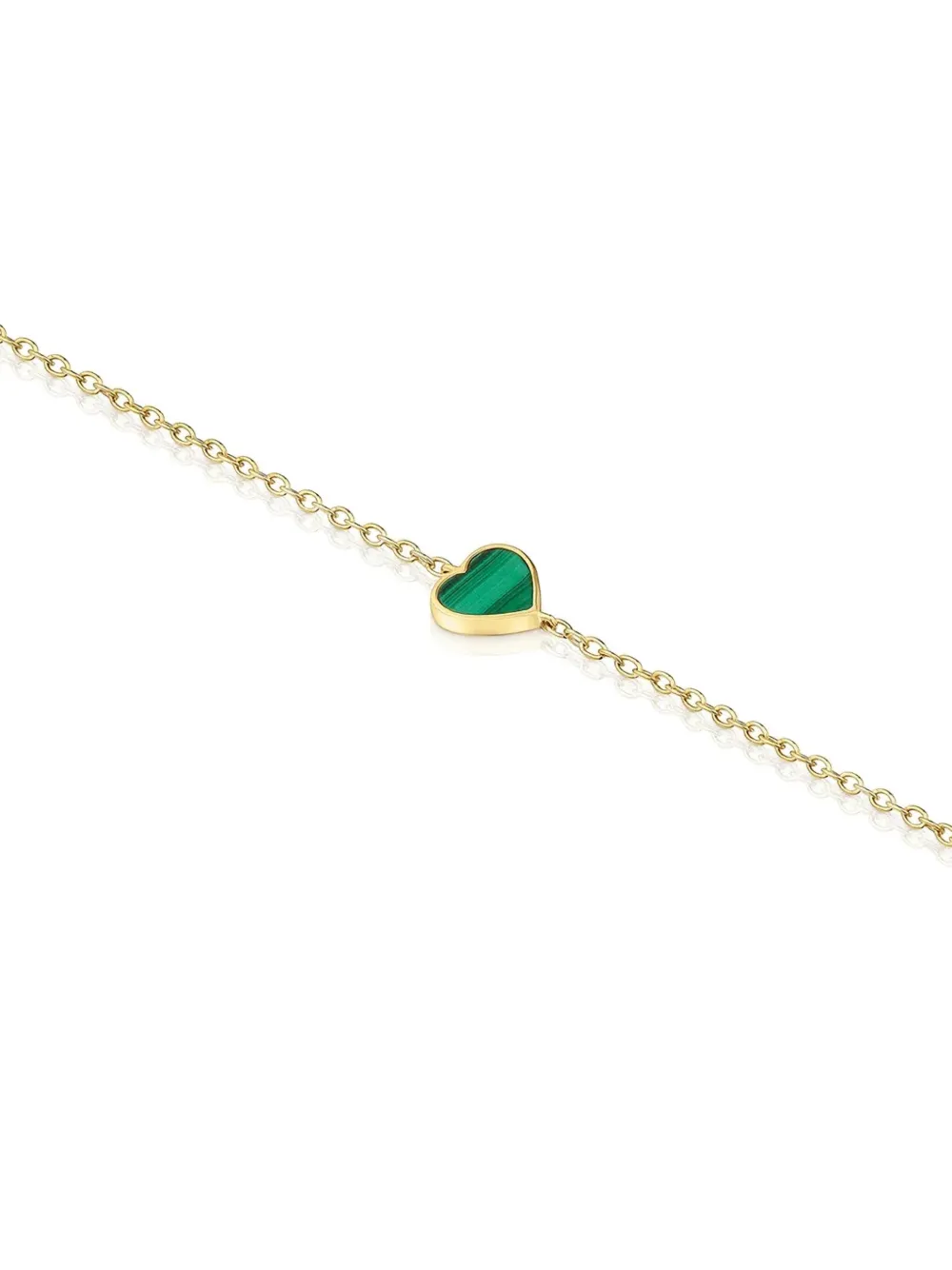 Tous 14k Yellow Gold Malachite Heart-charm Bracelet In Gold