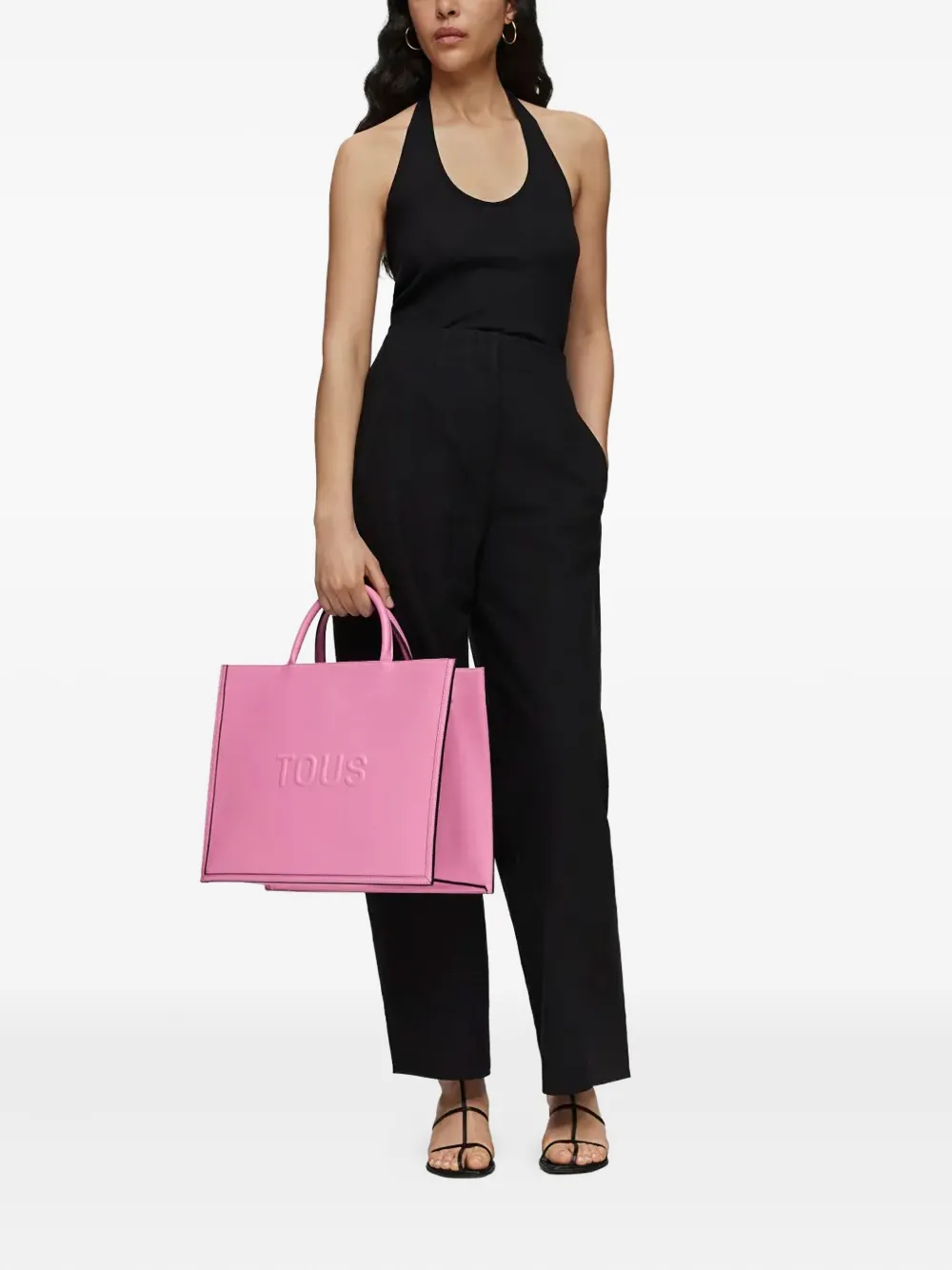 TOUS embossed logo tote bag - Roze