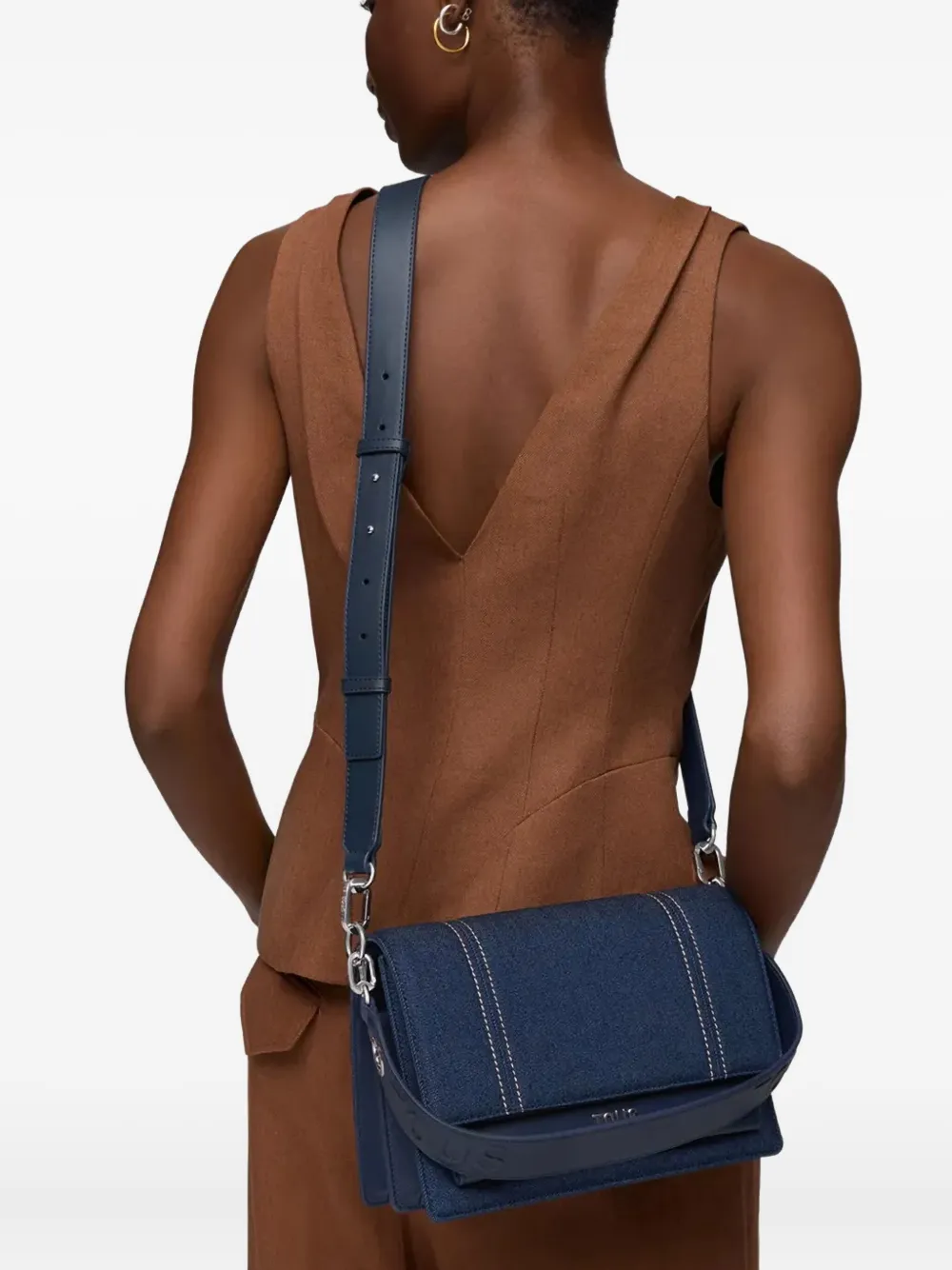 Tous Topstitch-detail Flap-closure Satchel Bag In Blue
