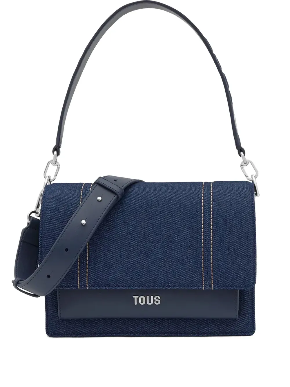 Tous Topstitch-detail Flap-closure Satchel Bag In Blue
