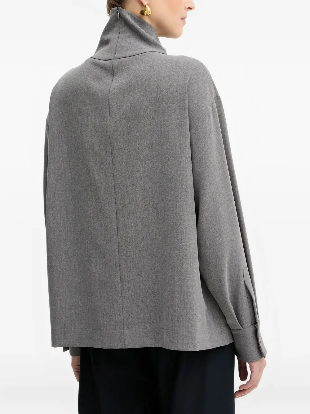  Simona Corsellini Keyhole Turtleneck Top - Grey 
