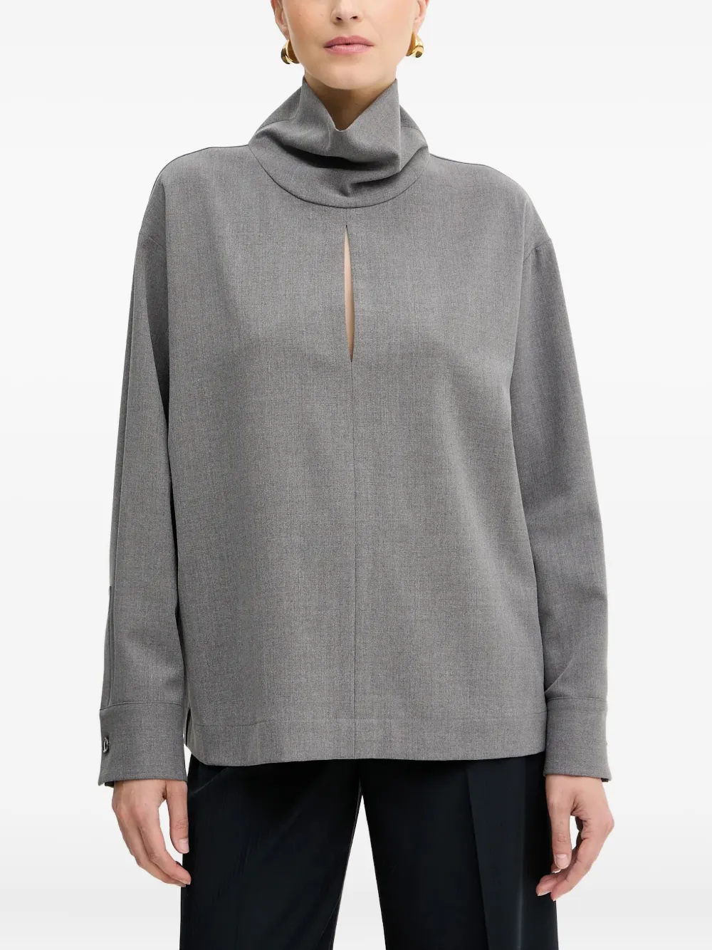 SIMONA CORSELLINI keyhole turtleneck top | Grey | Image 1