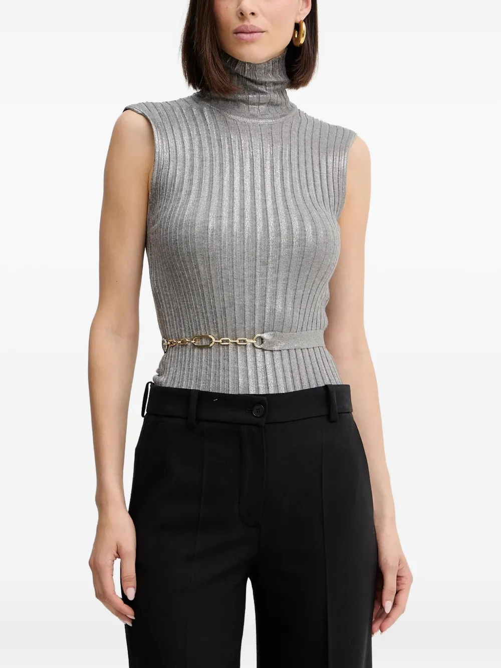 SIMONA CORSELLINI turtleneck ribbed top | Grey | Image 1