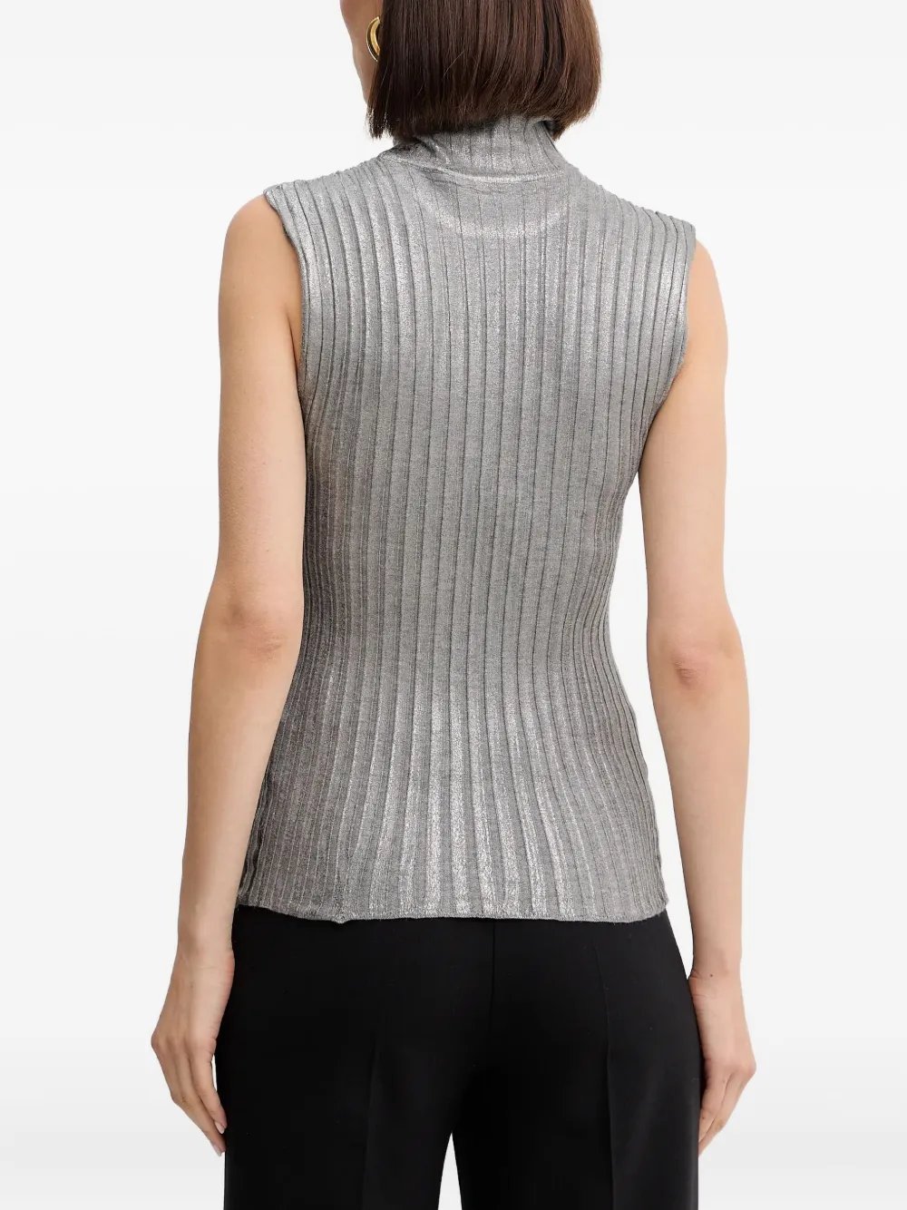  Simona Corsellini Turtleneck Ribbed Top - Grey 