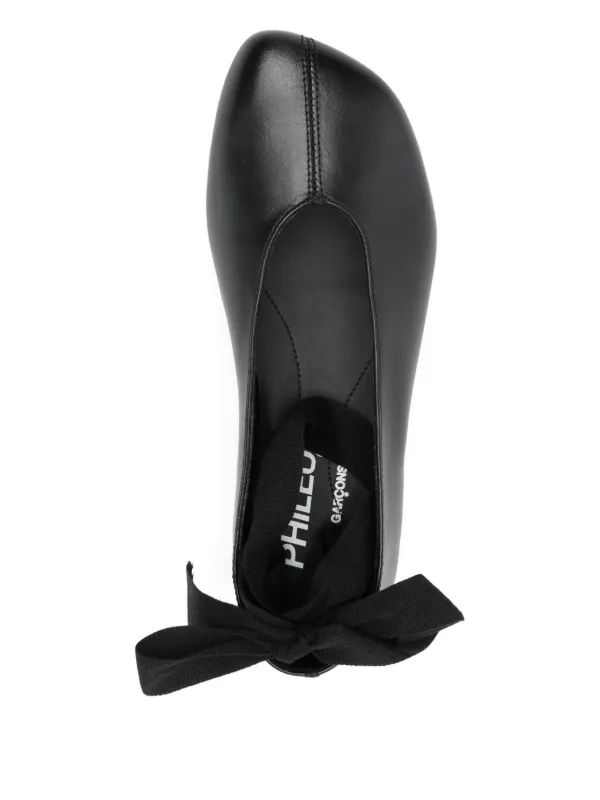 COMME des GARÇONS バレエシューズ ブラック Comme Des Garçons ribbon-bow Platform Ballet Flats