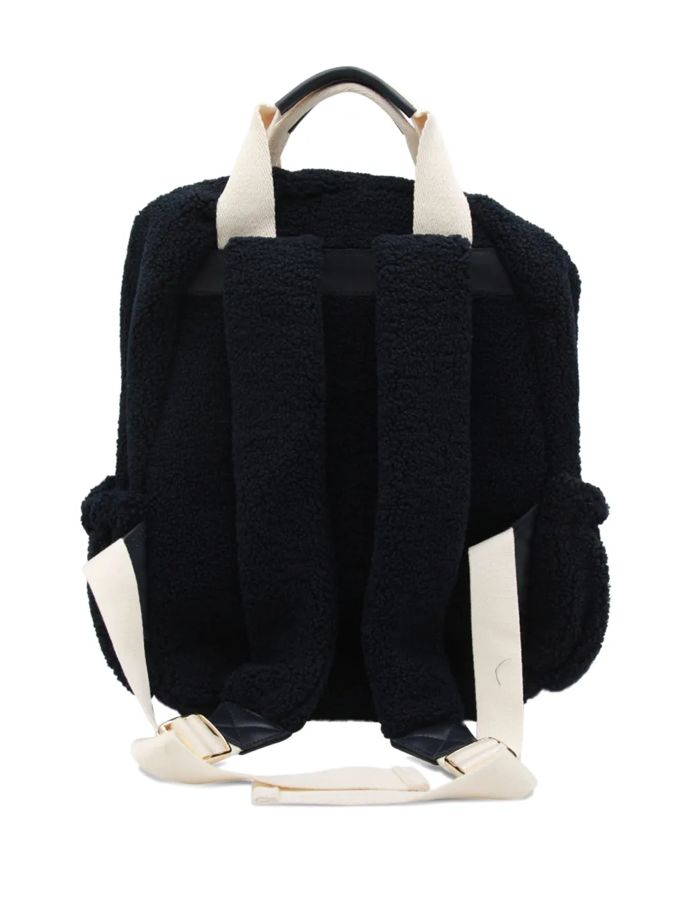 Chloé teddy-textured logo-strap backpack - Blauw