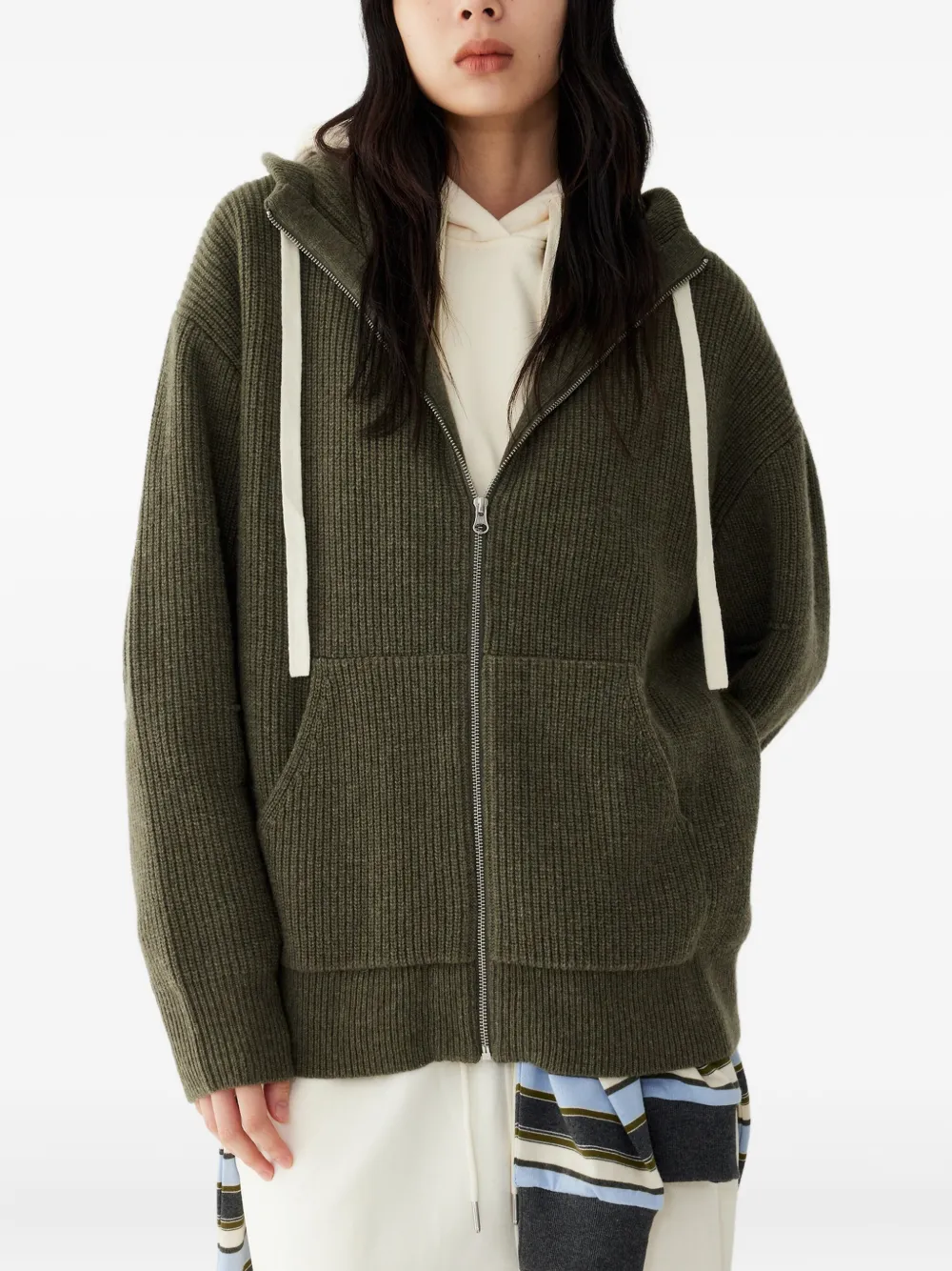 STUDIO TOMBOY ribbed-knit zip-up hooded sweater | Knitted Sweaters | Image 2