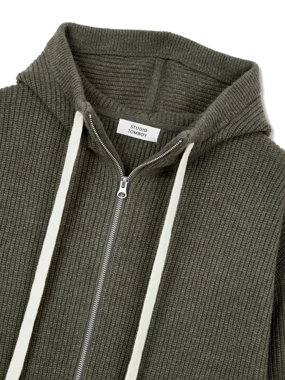 STUDIO TOMBOY Ribgebreide trui met capuchon Groen