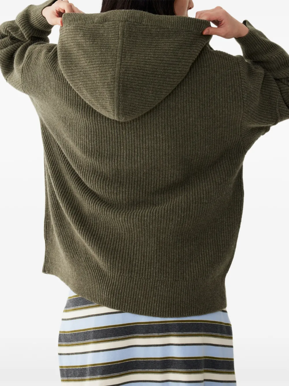 STUDIO TOMBOY Ribgebreide trui met capuchon Groen