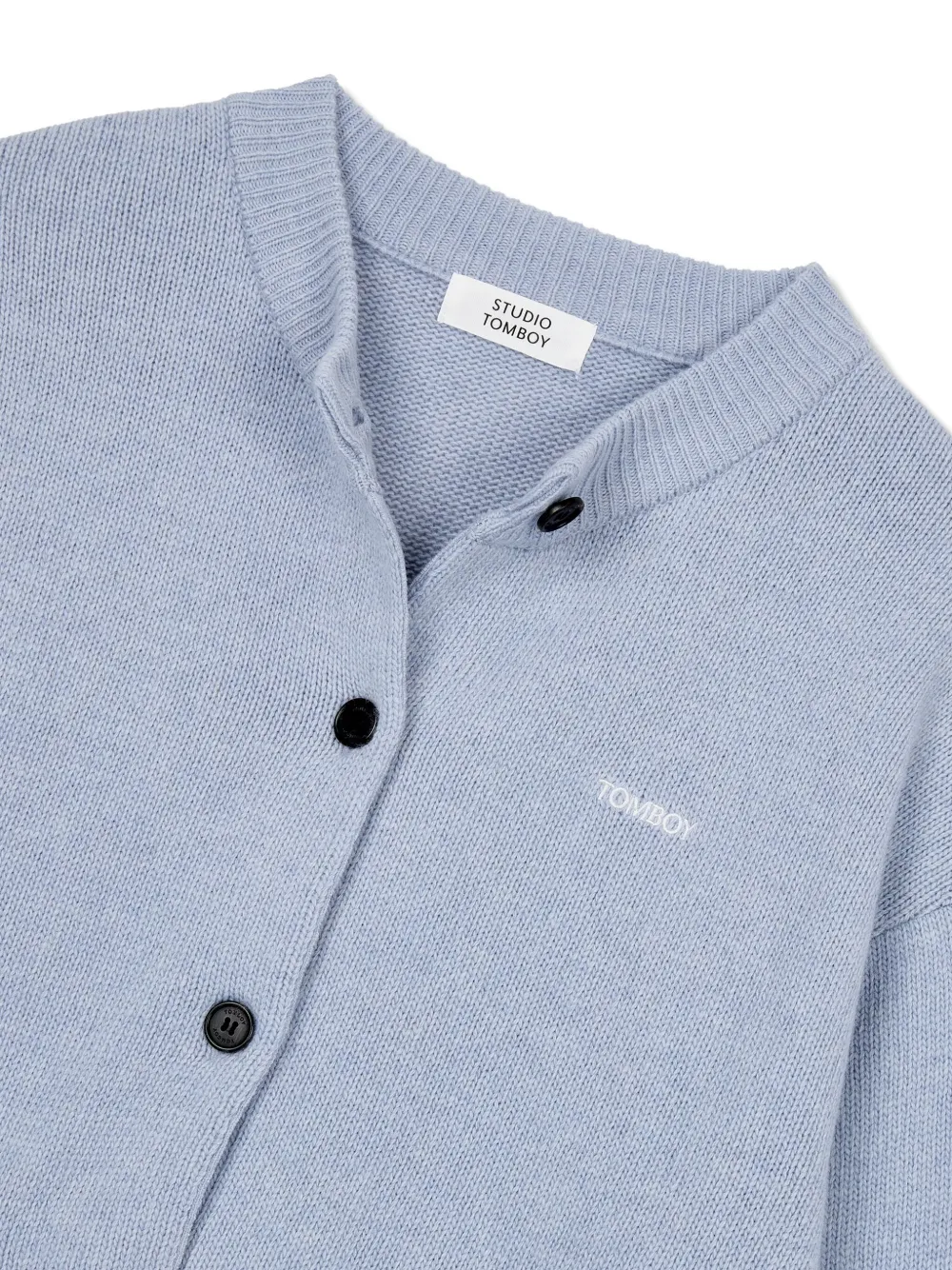 Studio Tomboy Logo-embroidered Utton-front Cardigan In Blue