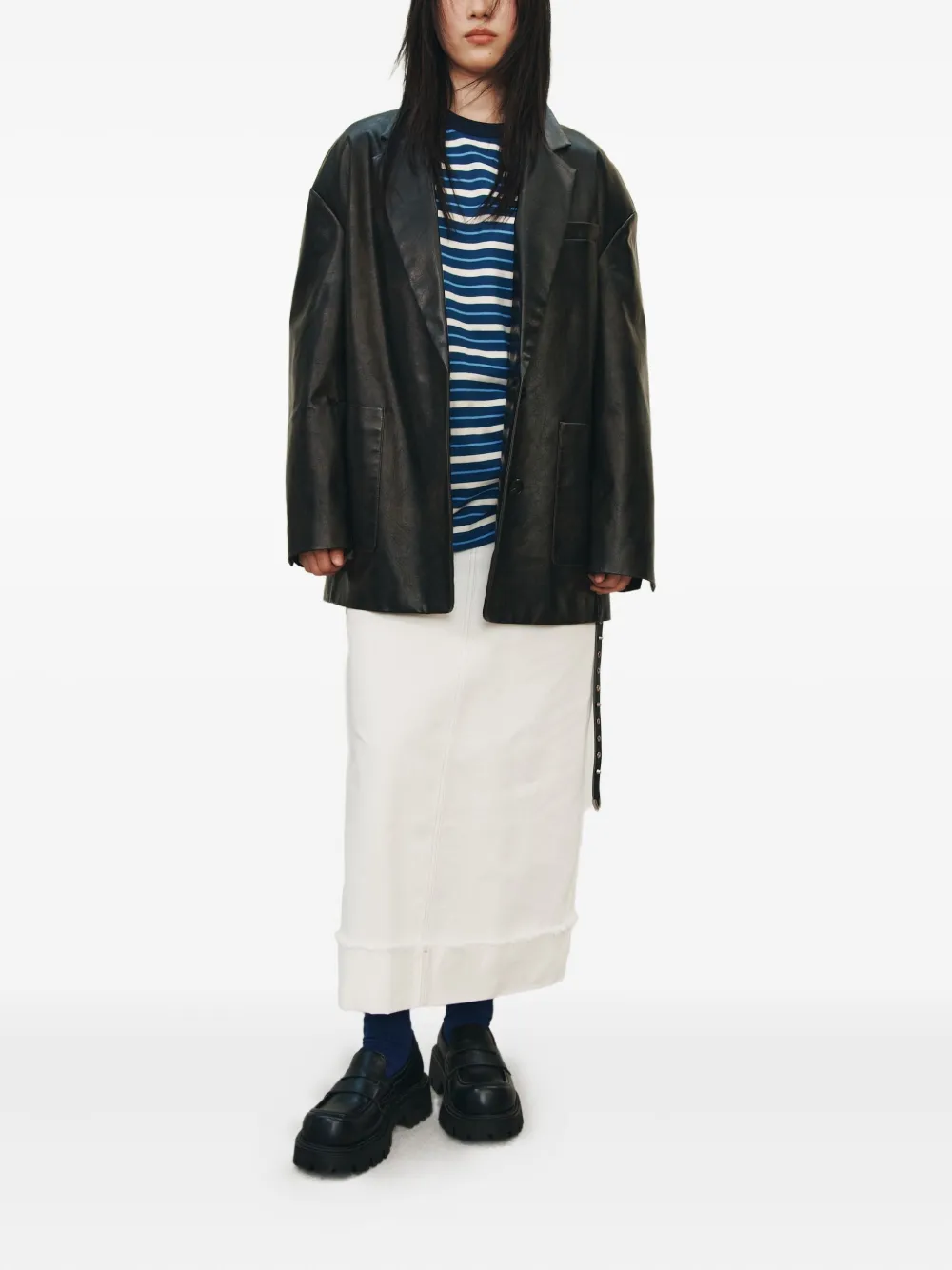 STUDIO TOMBOY Denim midi-rok met franje zoom - Wit