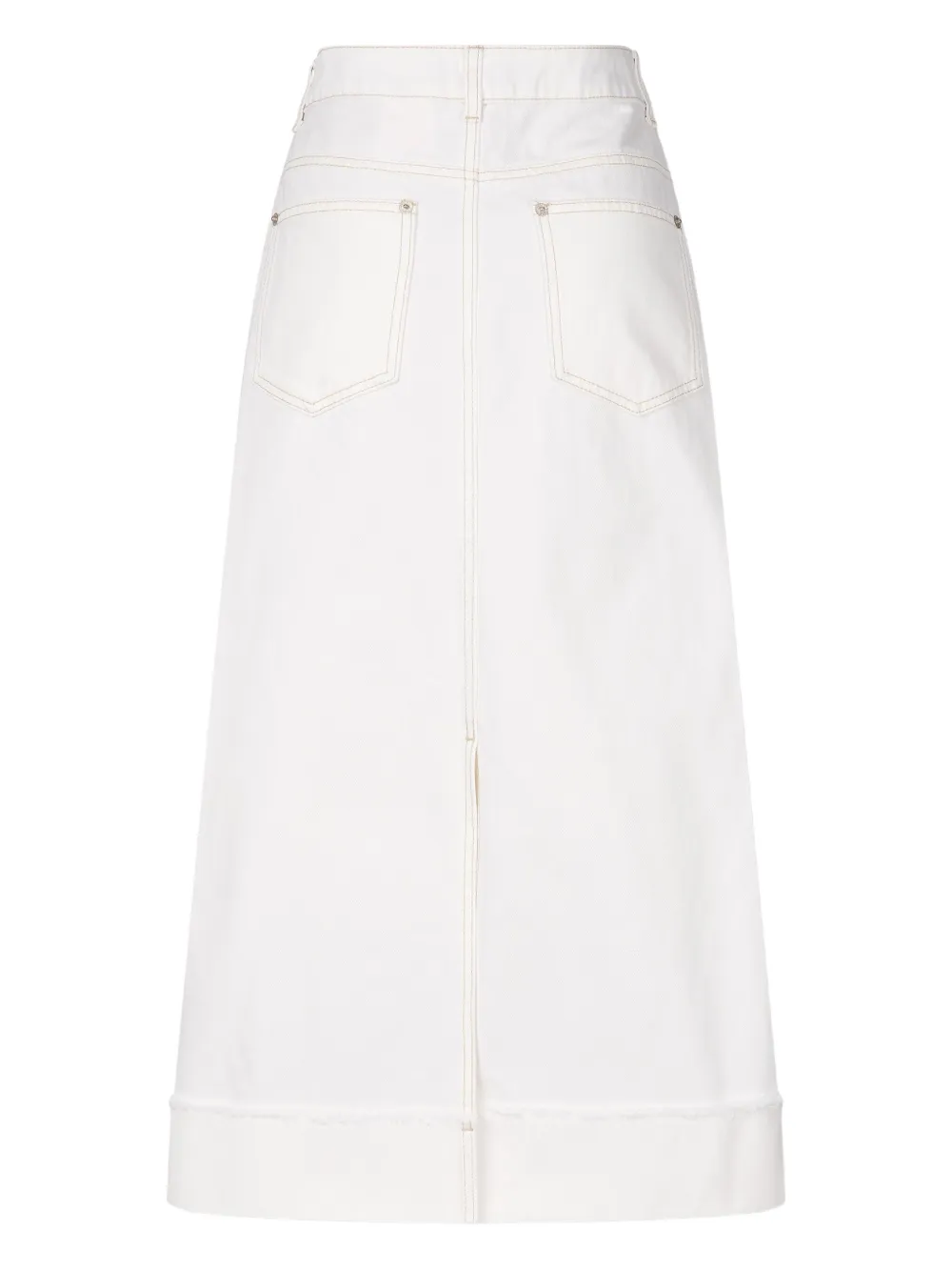 Studio Tomboy Frayed-hem Denim Midi Skirt In Multi