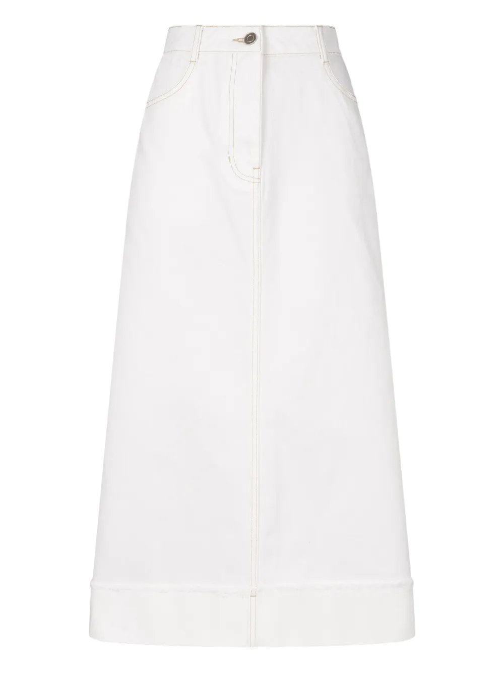 Studio Tomboy Frayed-hem Denim Midi Skirt In Multi