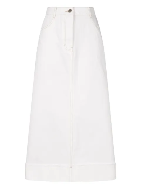 STUDIO TOMBOY frayed-hem denim midi skirt