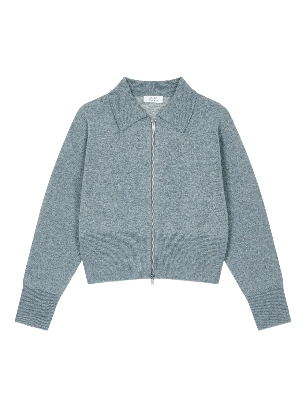 STUDIO TOMBOY zip-front polo-neck cardigan | Grey | Image 1