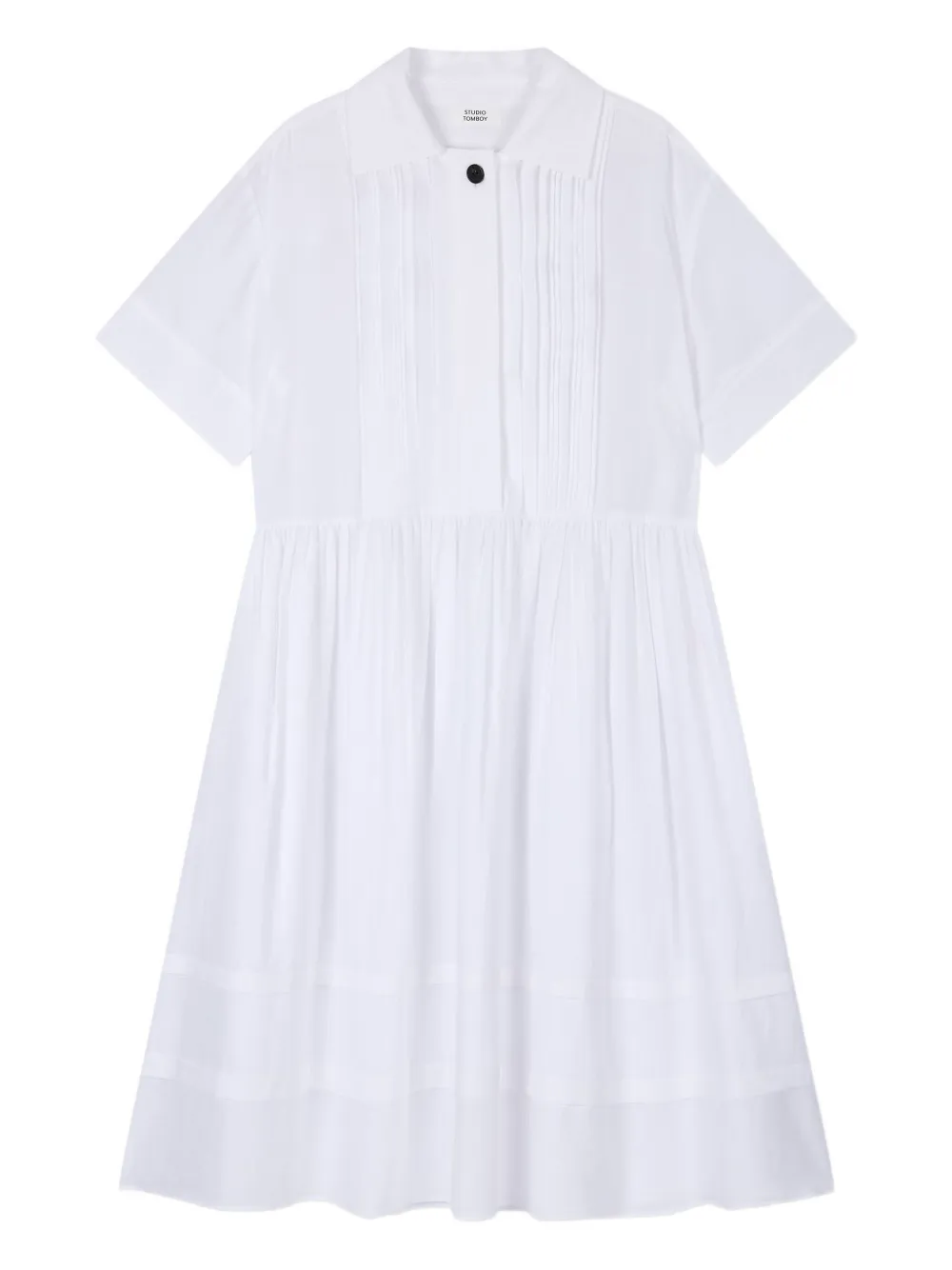 STUDIO TOMBOY pleated collared shirt mini dress | White | Image 1