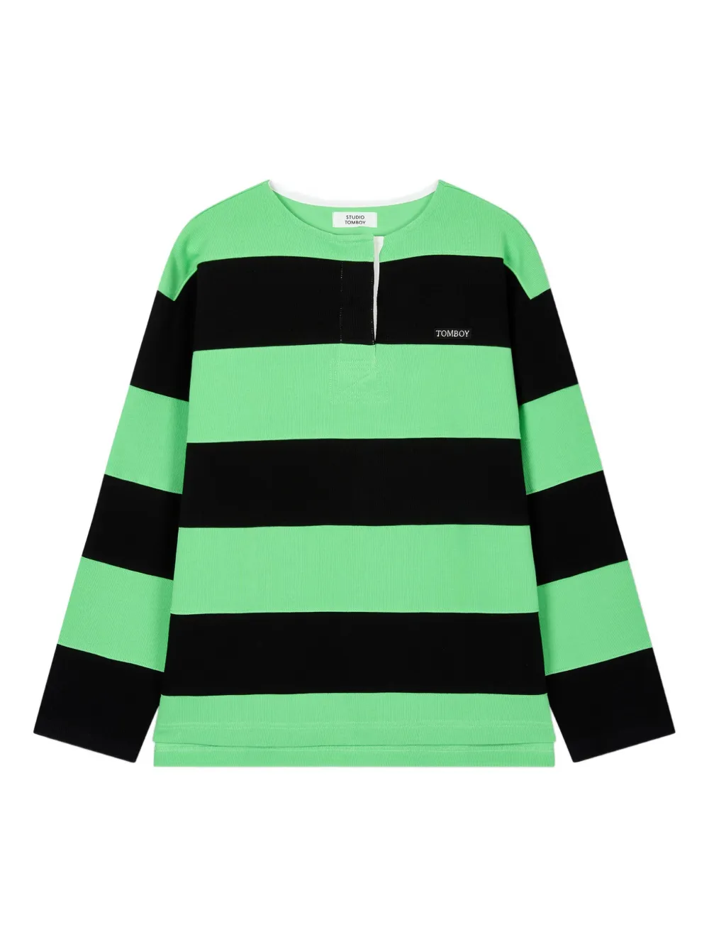 STUDIO TOMBOY stripe rugby sweatshirt - ブラック STUDIO TOMBOY stripe rugby sweatshirt - ブラック