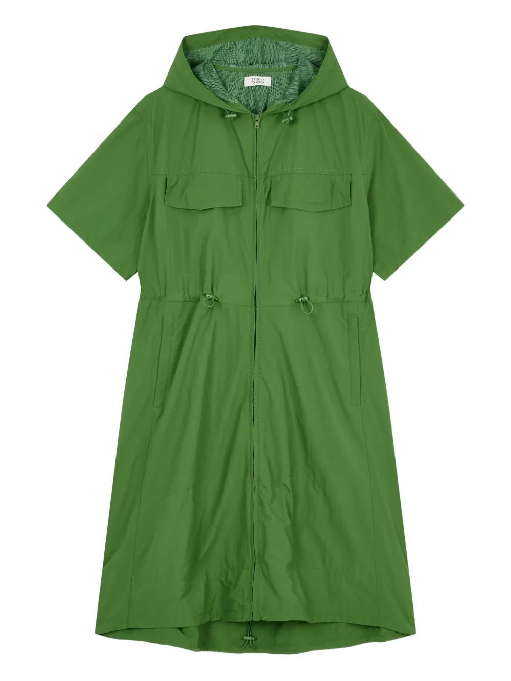 STUDIO TOMBOY hooded short-sleeve mini dress | Green | Image 1