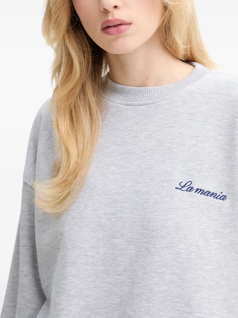 La Mania Sweater met geborduurd logo Grijs
