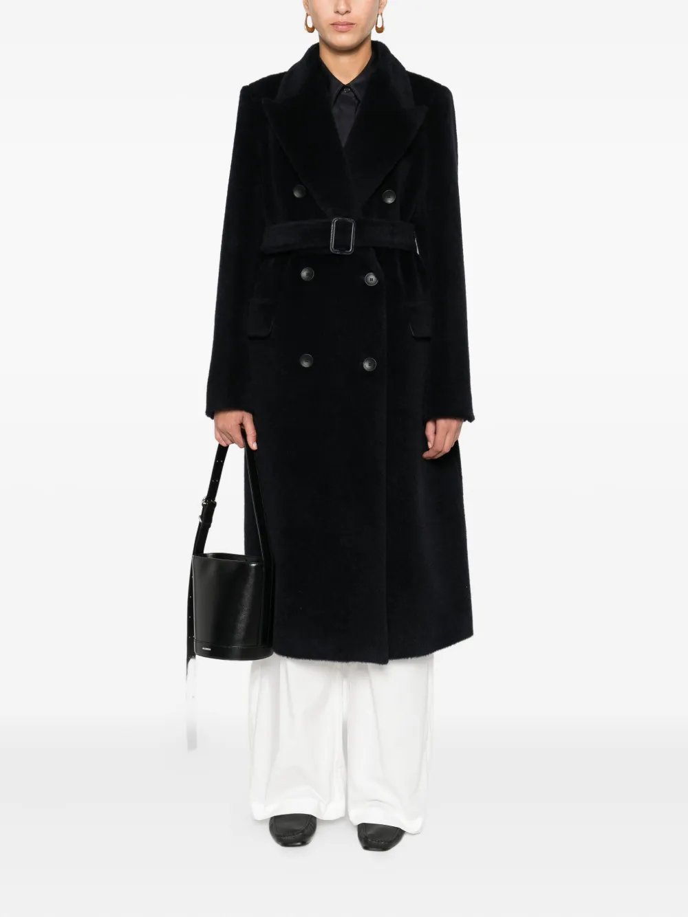 Tagliatore Belted Double-breasted Coat In Black