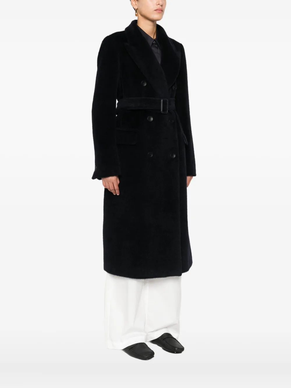 Tagliatore Belted Double-breasted Coat In Black