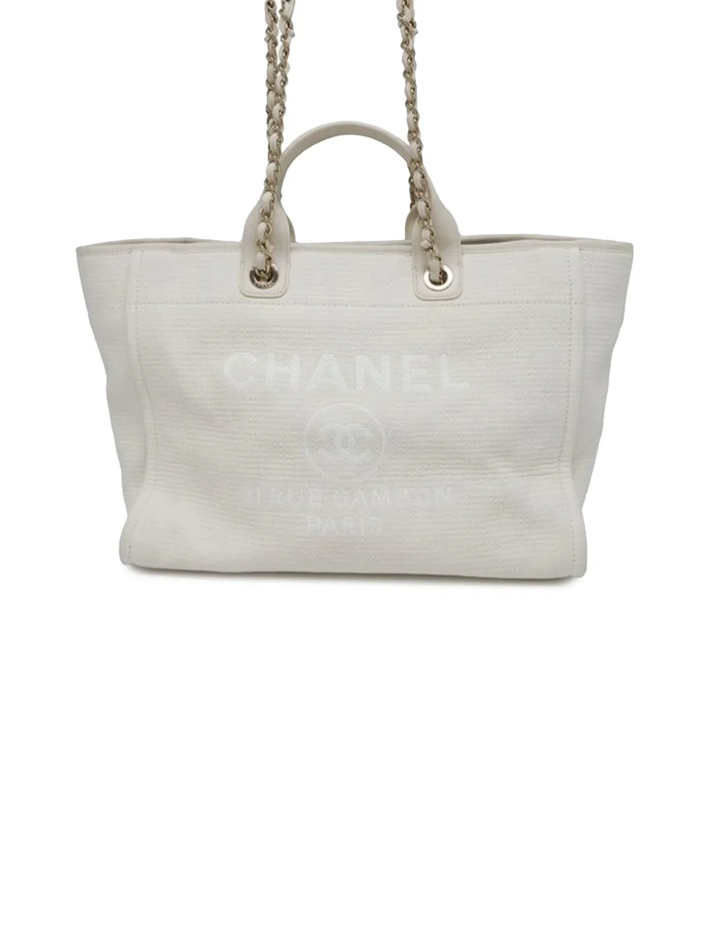 CHANEL Pre-Owned 2021-2025 ミディアム キャンバス スクエア ステッチ ドーヴィル トート ハンドバッグ - CHANEL Pre-Owned 2021-2025 ミディアム キャンバス スクエア ステッチ ドーヴィル トート ハンドバッグ -