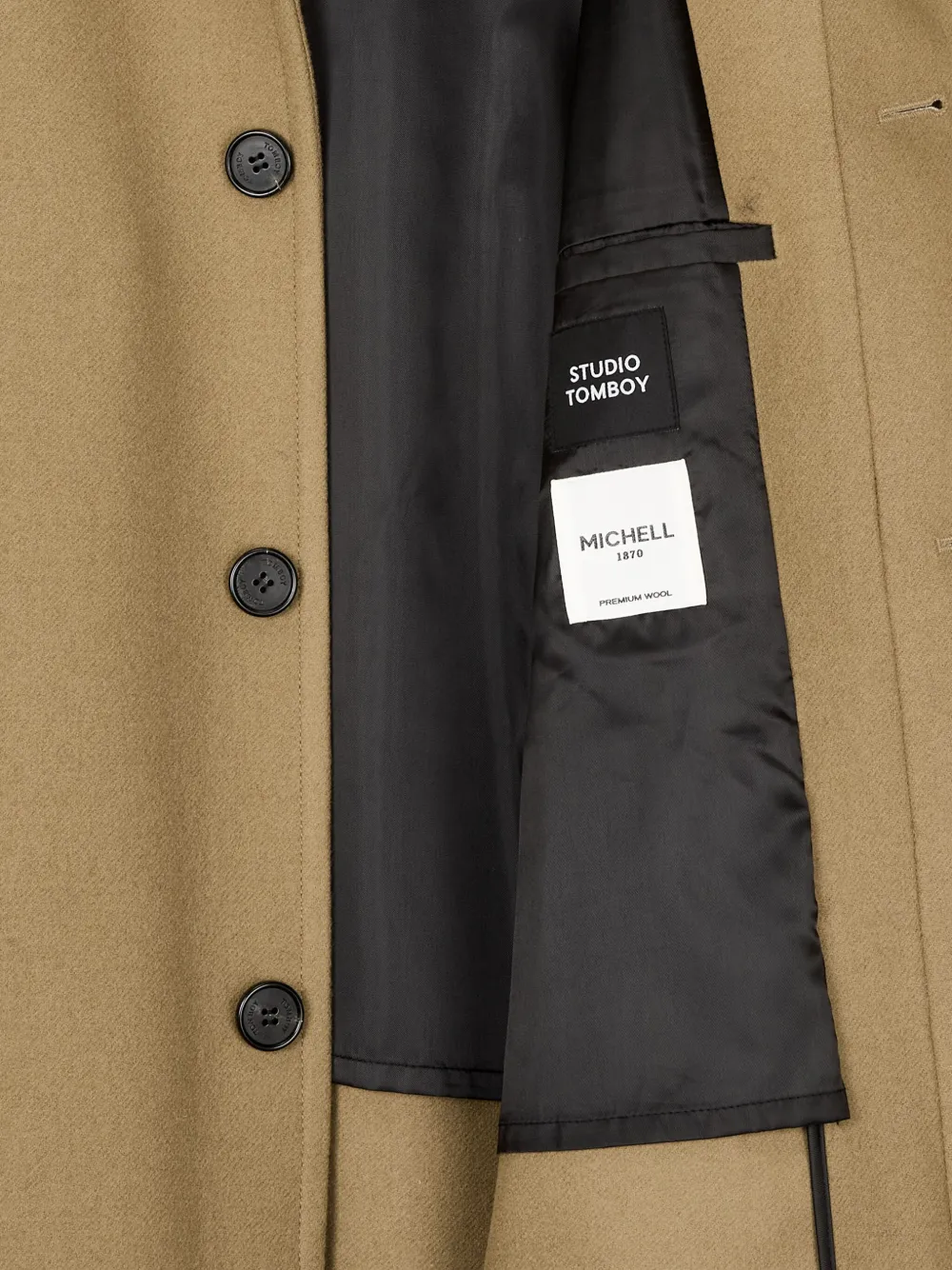 Studio Tomboy Wool Single-breasted Coat In Neutral