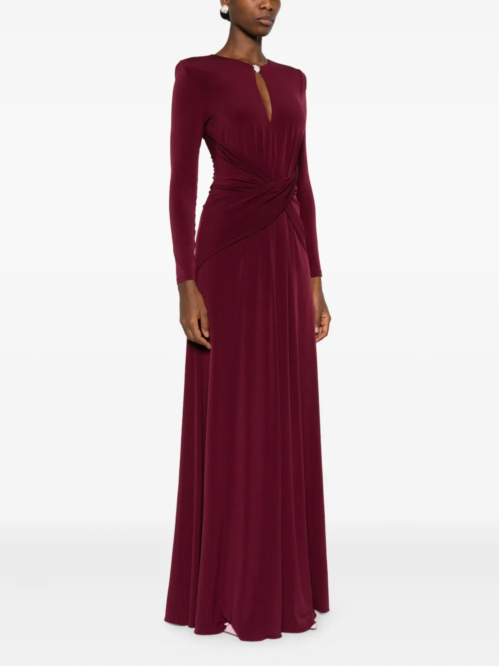 Nissa Twist-front Long Dress In Red