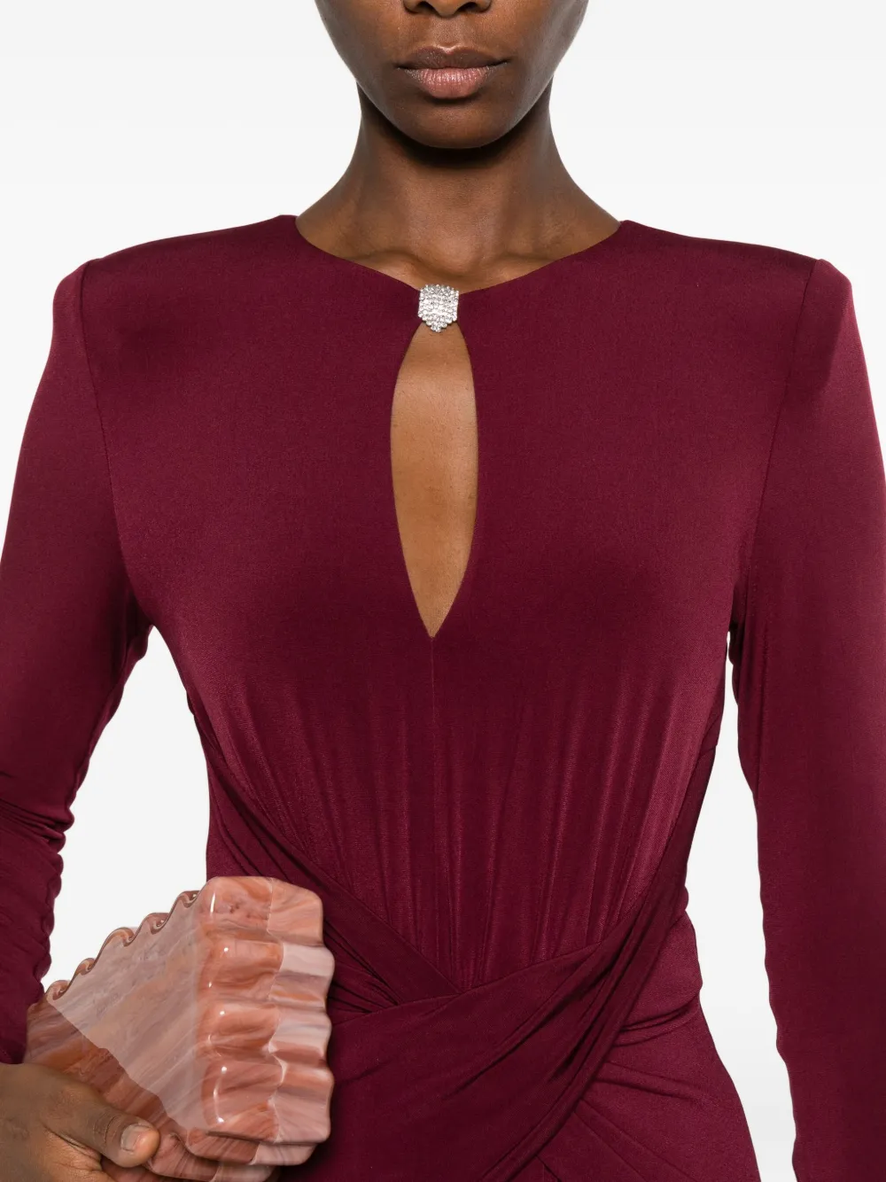 Nissa Twist-front Long Dress In Red