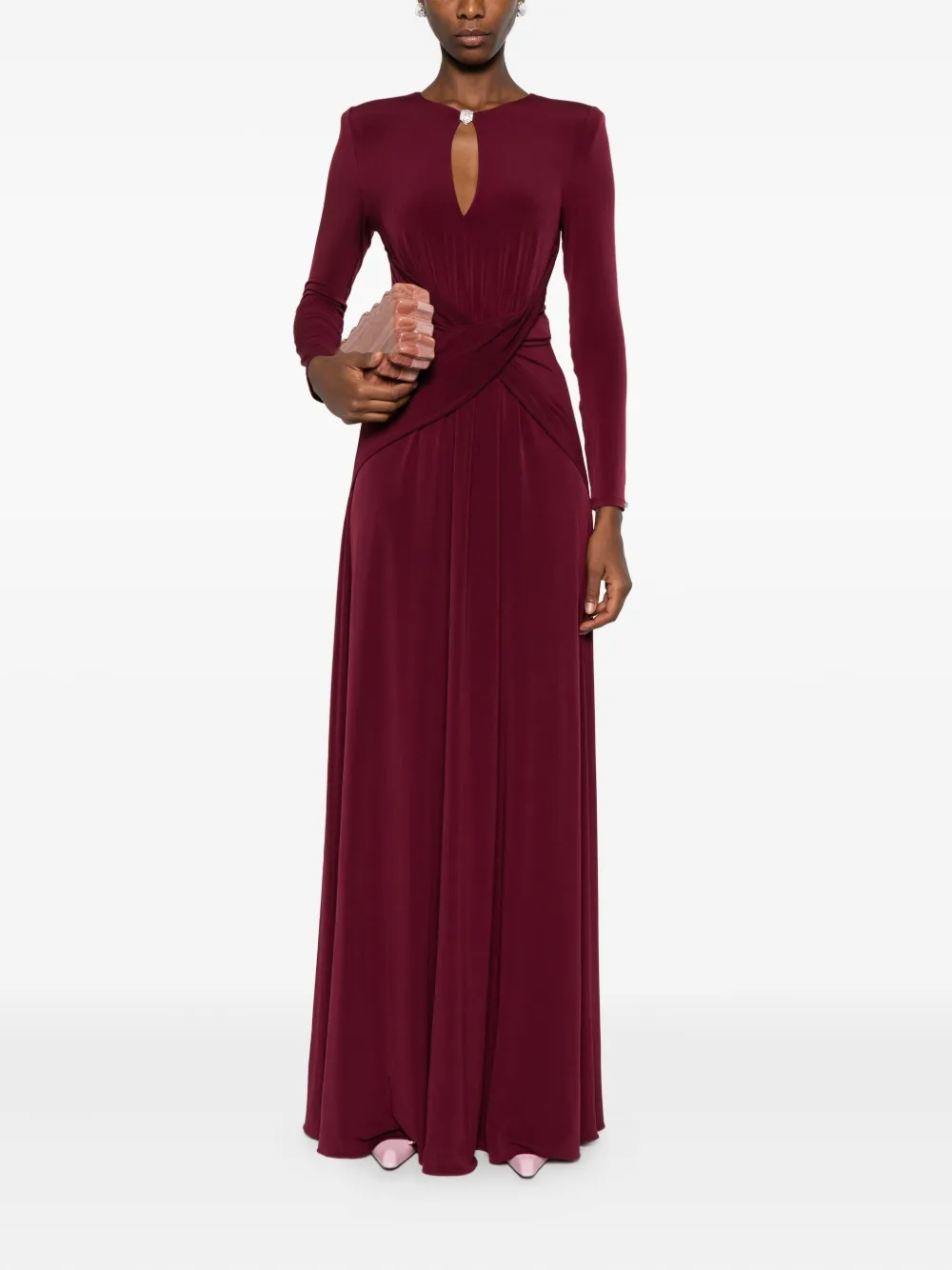 NISSA twist-front long dress - Rood