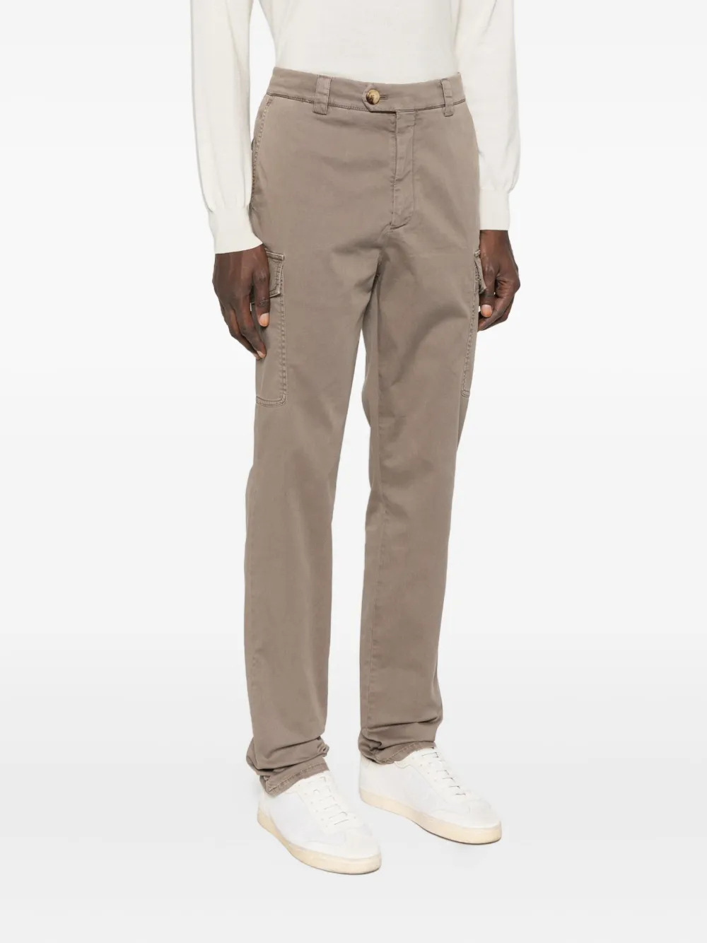 Brunello Cucinelli Cargo-pocket Cotton Trousers In Brown