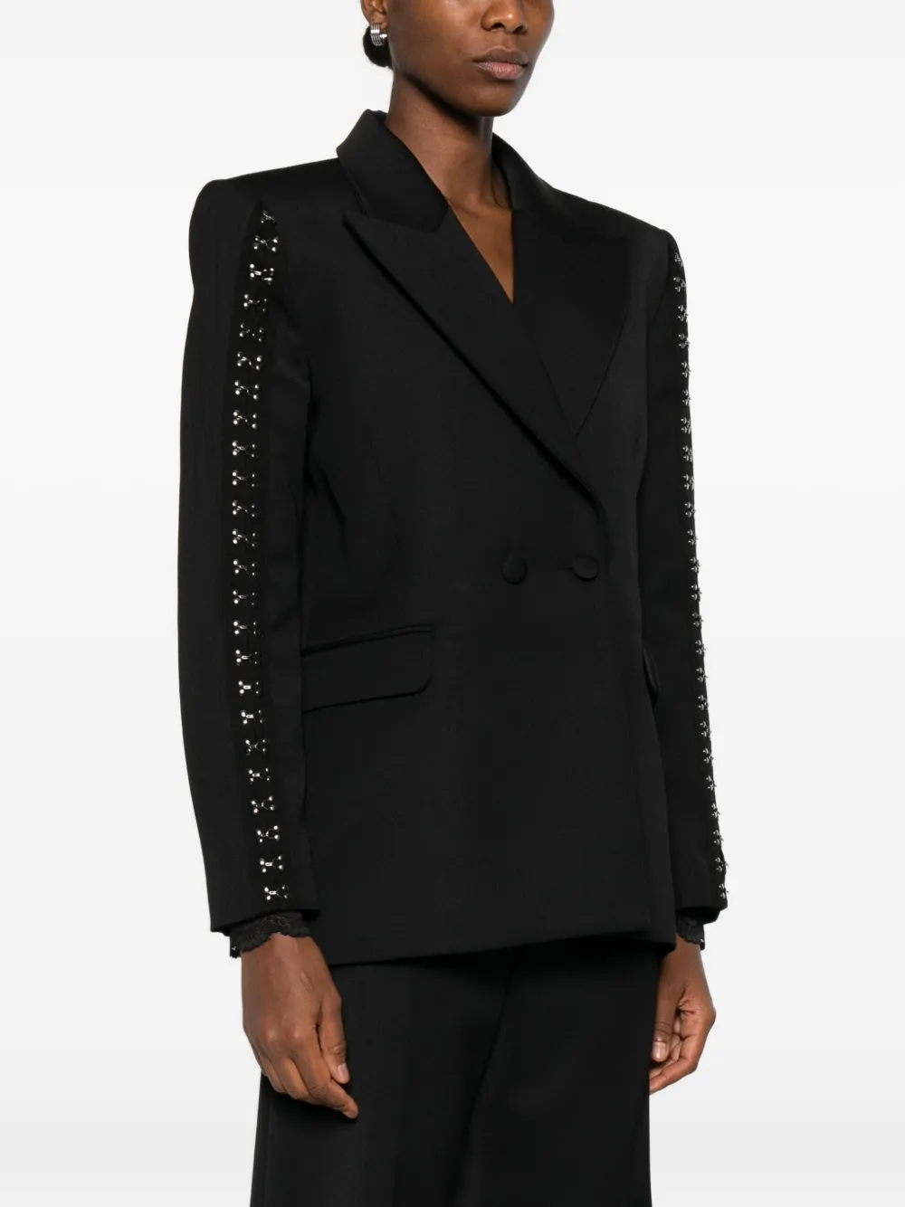 Nissa Embellished Double-breasted Jacket In Black