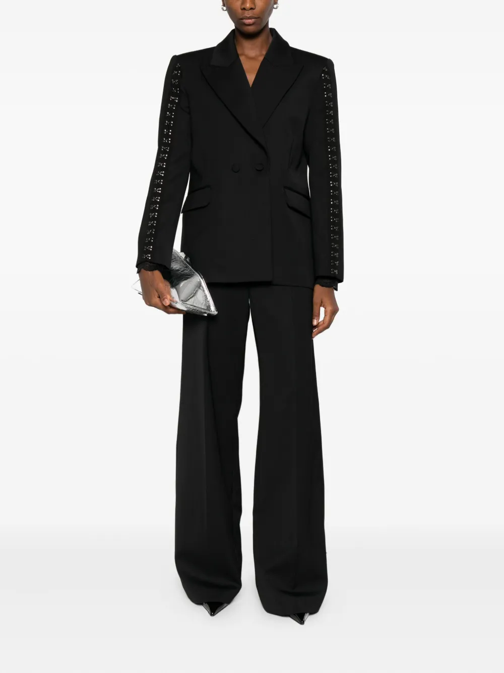 Nissa Embellished Double-breasted Jacket In Black