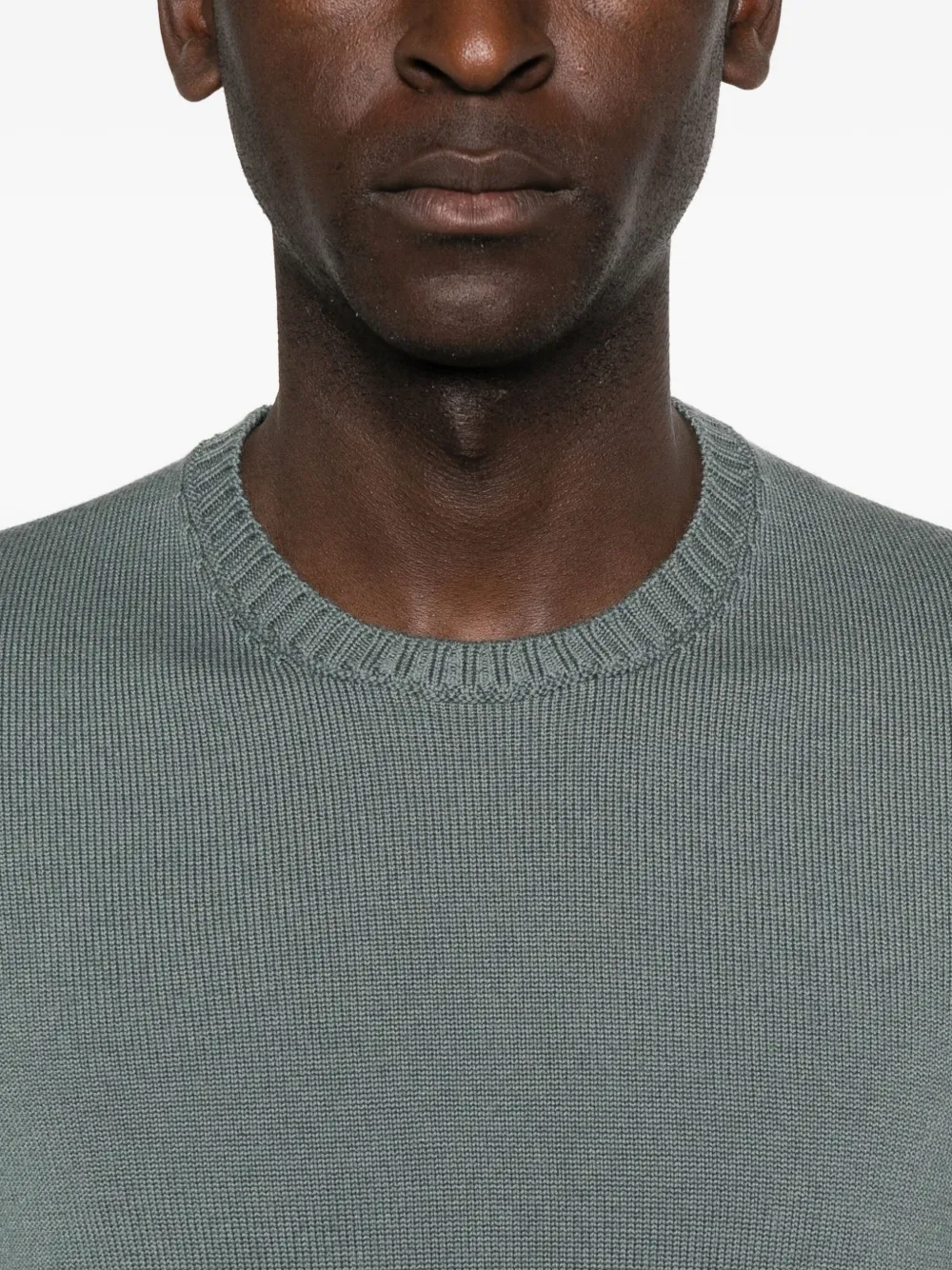 Drumohr Cashmere Crew-neck Sweater With Ribbed Details In Gray
