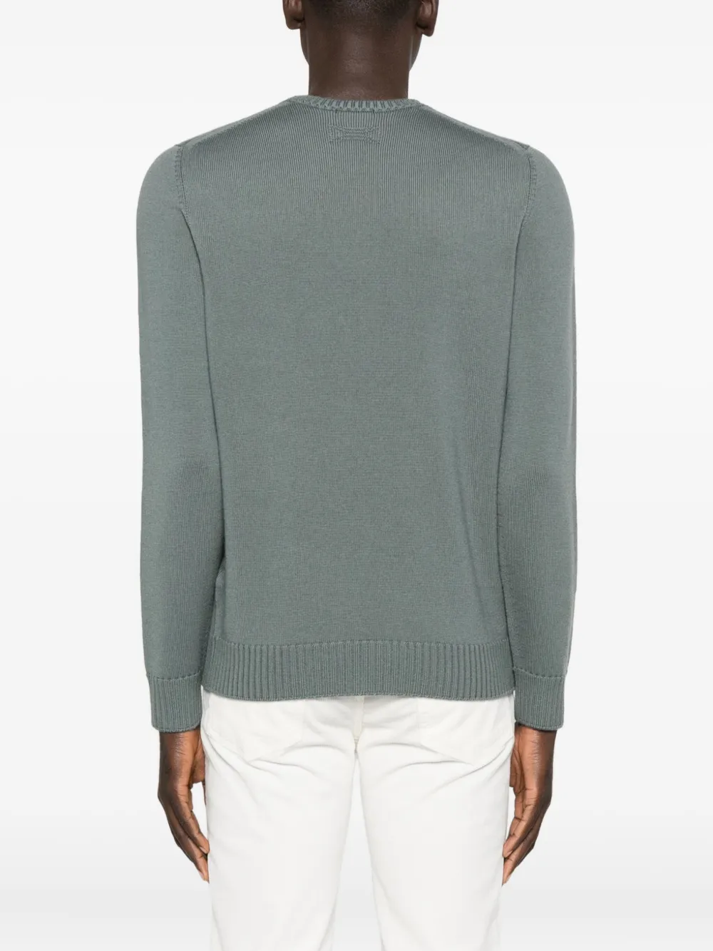 Drumohr Cashmere Crew-neck Sweater With Ribbed Details In Gray