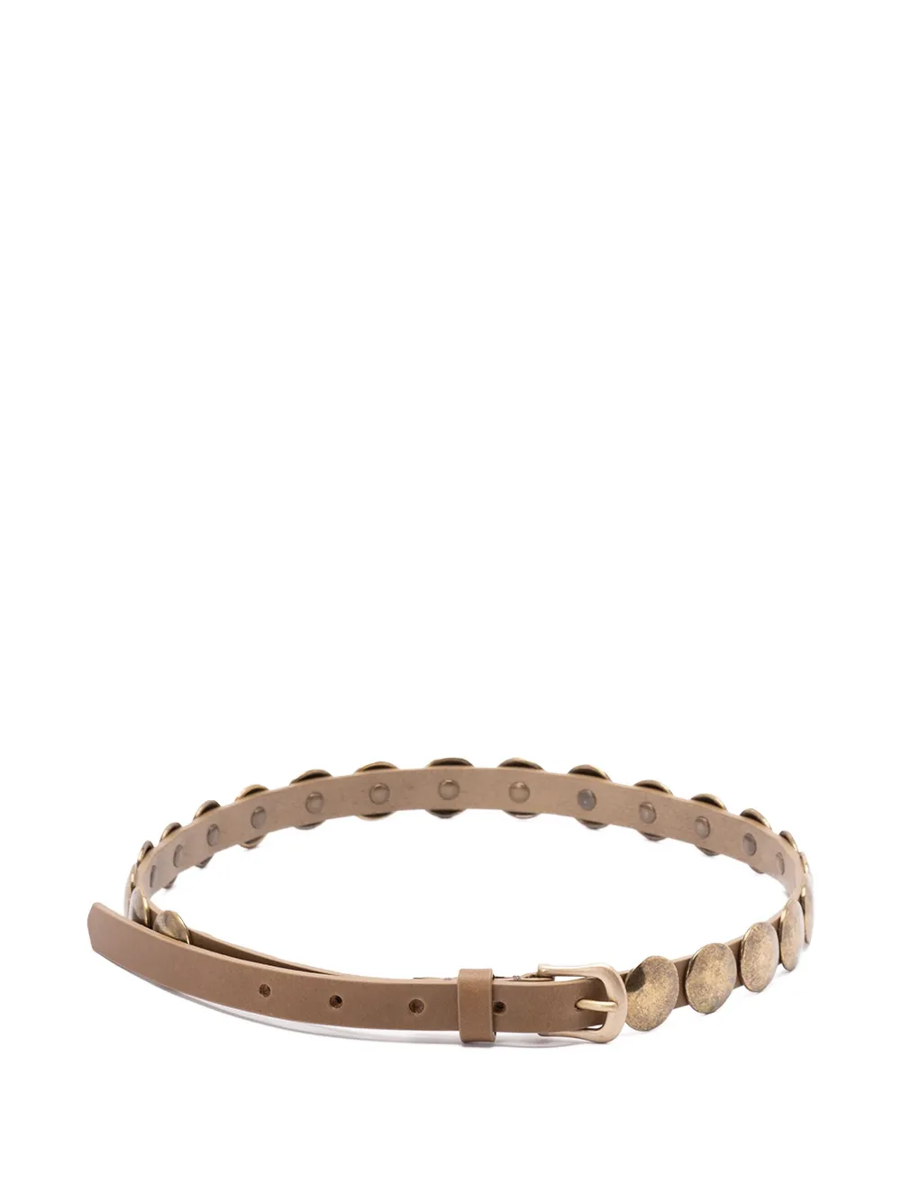 Golden Goose Belt Trinidad Thin Washed Leather Flesh Side With Studs Accessories In Gold
