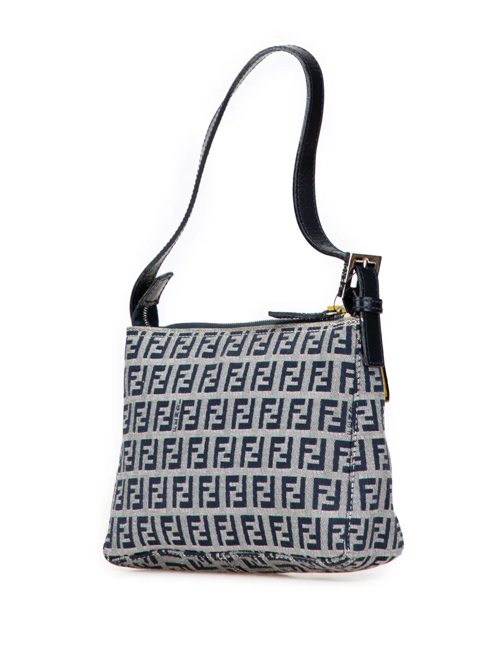 Pre-owned Fendi 2000-2010 Zucchino Canvas Pochette Shoulder Bag In Gray