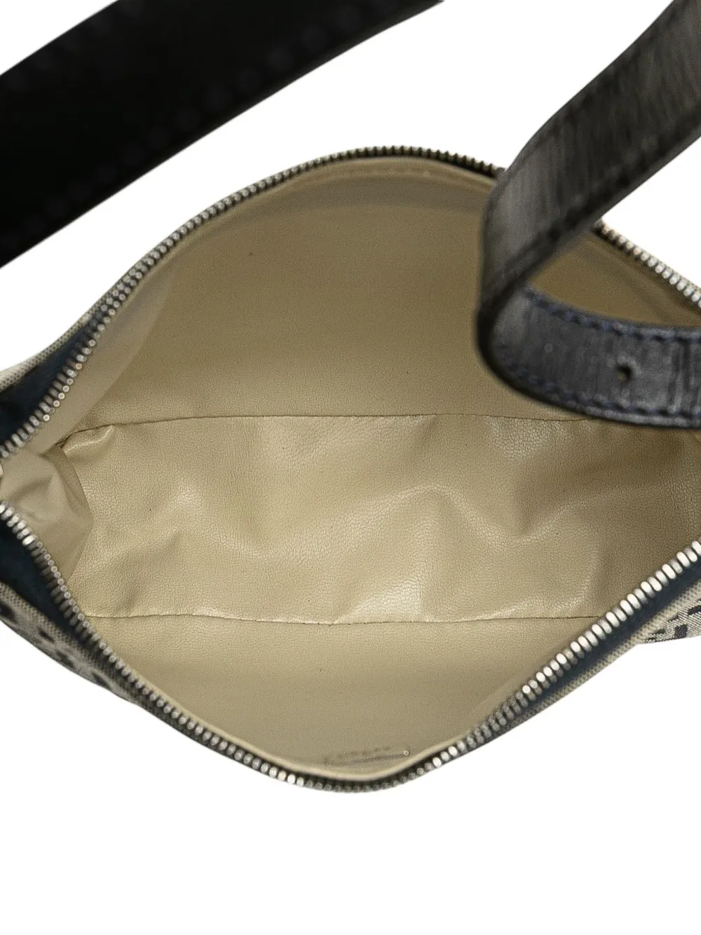 Pre-owned Fendi 2000-2010 Zucchino Canvas Pochette Shoulder Bag In Gray