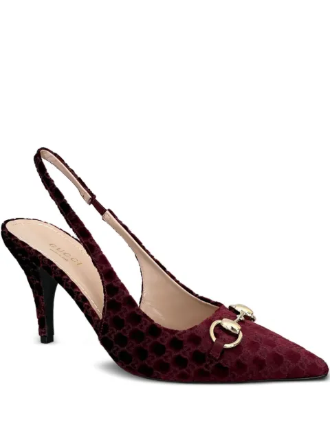 Gucci horsebit patterned slingback pumps